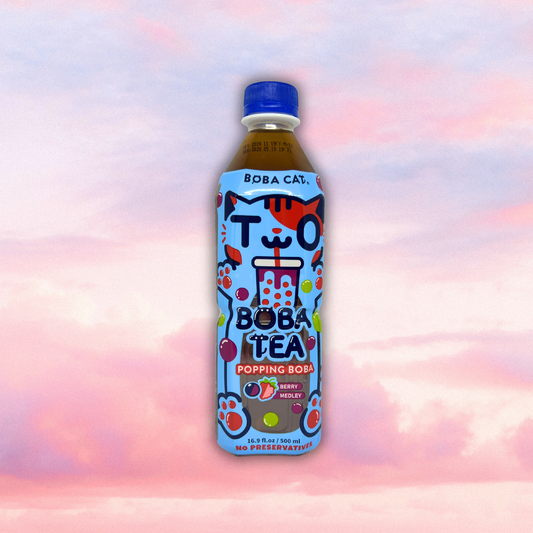 Boba Cat Tea Berry – Osvěžující nápoj s praskajícími kuličkami 500ml💥