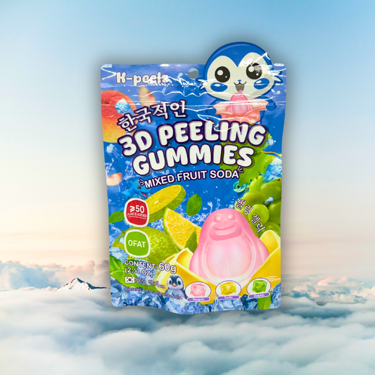 K-Peelz Mixed Fruit Soda 3D Peeling Gummies – hravé ovocné bonbóny 60g🍓🥝🍋
